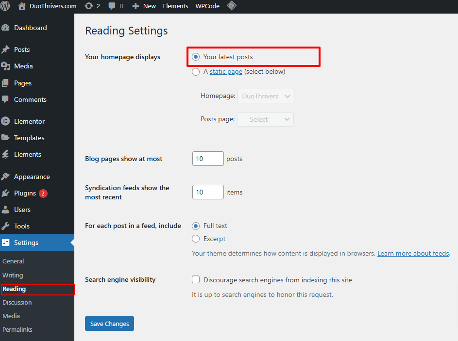 Setting-wordpress