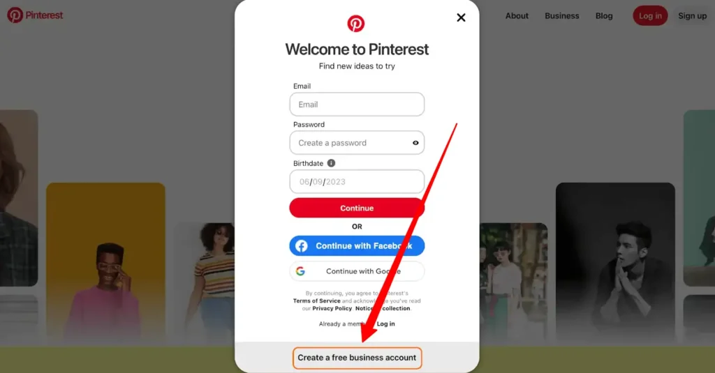 create pinterest business account