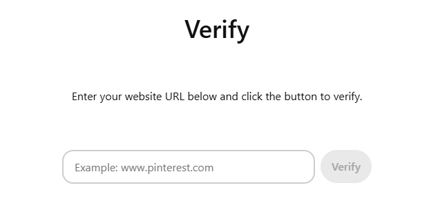 enter website to verify it on pinterest