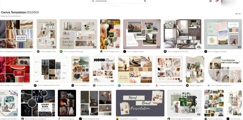 mood boards on canva